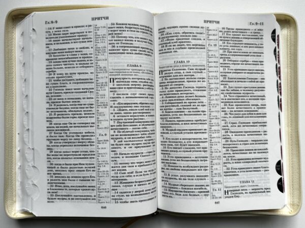 Библия 077 ZTI синодальный перевод, крупный шрифт, кремового цвета с вертикальным орнаментом